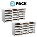 Adiroffice 15-Compartment Cardboard Literature File Organizer, White, PK2 ADI501-15-WHI-2pk